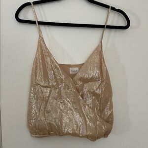 Cami NYC Gold Metallic Wrap Top